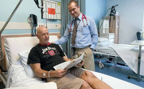 Stroke Unit patient Ian Payne and Dr Sergio Diez Alvarez. Stroke Unit patient Ian Payne and Dr Sergio Diez Alvarez.